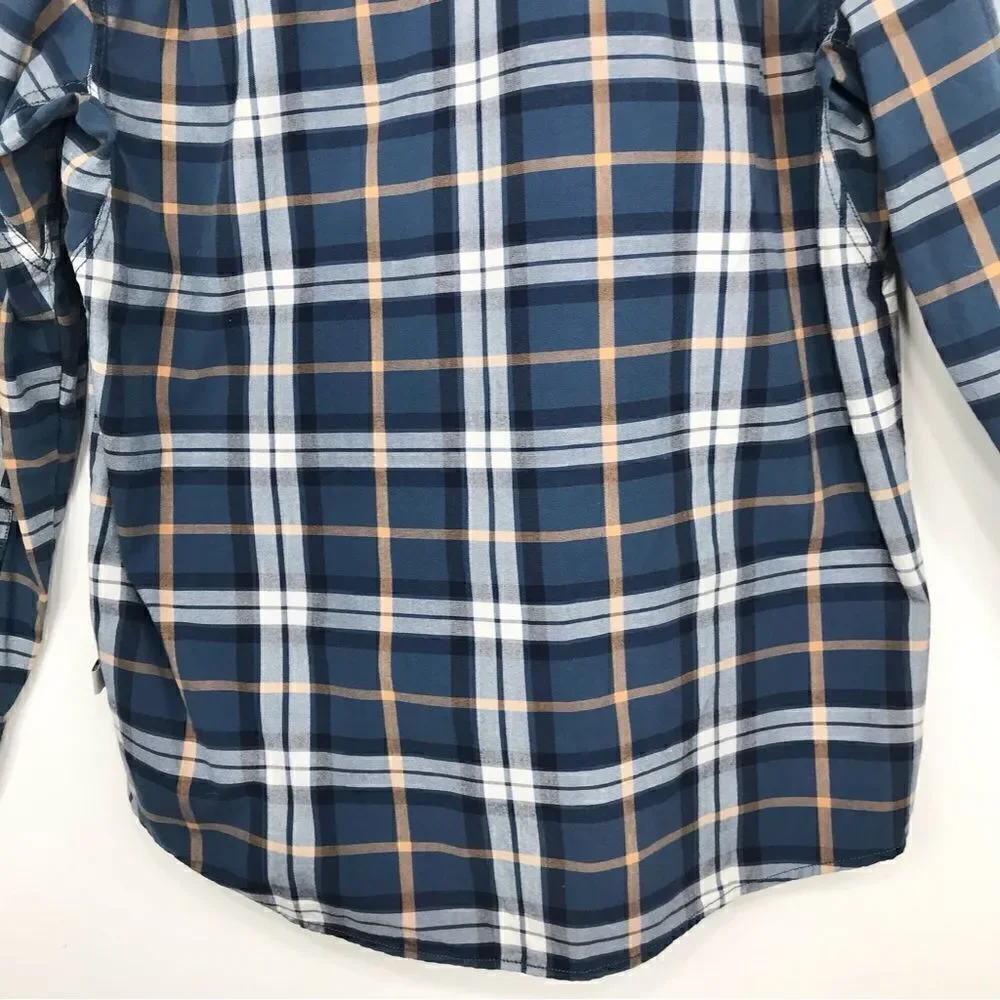 The North Face Blue Plaid 100% Cotton Button Up Long Sleeve Shirt